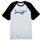 Camiseta Raglan Baleia Azul Geometrica