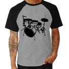Camiseta Raglan Bateria Música Baterista - Foca na Moda