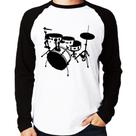 Camiseta Raglan Bateria Música Baterista Manga Longa - Foca na Moda