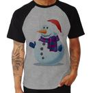 Camiseta Raglan Boneco de neve - Foca na Moda