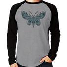 Camiseta Raglan Borboleta Abstrata Manga Longa - Foca na Moda
