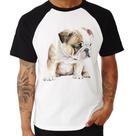 Camiseta Raglan Cachorro Buldogue Inglês - Foca na Moda