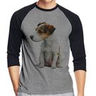 Camiseta Raglan Cachorro Jack Russell Terrier Manga 3/4 - Foca na Moda