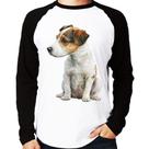 Camiseta Raglan Cachorro Jack Russell Terrier Manga Longa - Foca na Moda