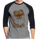 Camiseta Raglan Cachorro Spitz Alemão Lulu da pomerânia Manga 3/4 - Foca na Moda