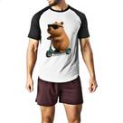 Camiseta Raglan Capivara no patinete 3D
