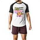Camiseta Raglan Capivara Sem estressar rosa Camiseta Raglan Capivara Sem estressar rosa