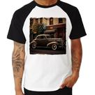 Camiseta Raglan Carro antigo na cidade - Foca na Moda Camiseta Raglan Carro antigo na cidade - Foca na Moda