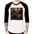 Camiseta Raglan Carro antigo na cidade Manga 3/4 - Foca na Moda Camiseta Raglan Carro antigo na cidade Manga 3/4 - Foca na Moda