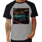 Camiseta Raglan Carro clássico azul - Foca na Moda