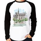 Camiseta Raglan Catedral de Notre-Dame de Paris Manga Longa - Foca na Moda
