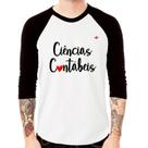 Camiseta Raglan Ciências Contábeis por amor Manga 3/4 - Foca na Moda
