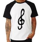 Camiseta Raglan Clave De Sol Arte - Foca na Moda Camiseta Raglan Clave De Sol Arte - Foca na Moda