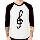 Camiseta Raglan Clave De Sol Arte Manga 3/4 - Foca na Moda
