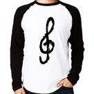 Camiseta Raglan Clave De Sol Arte Manga Longa - Foca na Moda