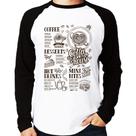 Camiseta Raglan Coffee House Vintage Manga Longa - Foca na Moda