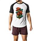 Camiseta Raglan Cogumelos Off-White