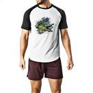 Camiseta Raglan Crocodilo rasgando a camisa
