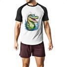 Camiseta Raglan Crocodilo Watercolor Arte