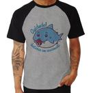 Camiseta Raglan Cuidado! Dentinhos em crescimento (Azul) - Foca na Moda