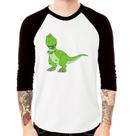 Camiseta Raglan Dinossauro Manga 3/4 - Foca na Moda Camiseta Raglan Dinossauro Manga 3/4 - Foca na Moda