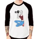 Camiseta Raglan Fotógrafa Art Manga 3/4 - Foca na Moda