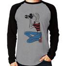 Camiseta Raglan Fotógrafa Art Manga Longa - Foca na Moda