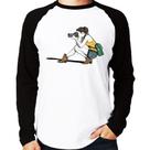 Camiseta Raglan Fotógrafa Desenho Manga Longa - Foca na Moda