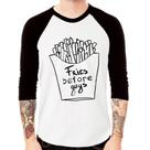 Camiseta Raglan Fries Before Guys Manga 3/4 - Foca na Moda Camiseta Raglan Fries Before Guys Manga 3/4 - Foca na Moda