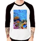 Camiseta Raglan Fundo do Mar Manga 3/4 - Foca na Moda Camiseta Raglan Fundo do Mar Manga 3/4 - Foca na Moda