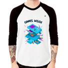 Camiseta Raglan Games Inside Manga 3/4 - Foca na Moda
