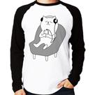 Camiseta Raglan Gatinho Ouvindo Música Manga Longa - Foca na Moda