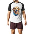 Camiseta Raglan Golden Retriever Watercolor Arte