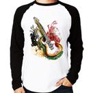 Camiseta Raglan Guitarra Reggae Manga Longa - Foca na Moda Camiseta Raglan Guitarra Reggae Manga Longa - Foca na Moda