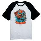 Camiseta Raglan Halloween Pumpkin Nevoeiro