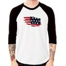 Camiseta Raglan Handrawn Flag Manga 3/4 - Foca na Moda Camiseta Raglan Handrawn Flag Manga 3/4 - Foca na Moda