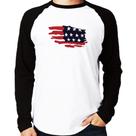 Camiseta Raglan Handrawn Flag Manga Longa - Foca na Moda Camiseta Raglan Handrawn Flag Manga Longa - Foca na Moda