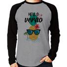 Camiseta Raglan Hello Verão Manga Longa - Foca na Moda Camiseta Raglan Hello Verão Manga Longa - Foca na Moda