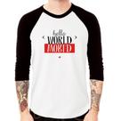 Camiseta Raglan Hello World Manga 3/4 - Foca na Moda Camiseta Raglan Hello World Manga 3/4 - Foca na Moda
