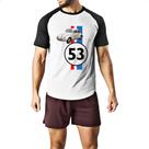 Camiseta Raglan Herbie 53 fusca falasse Logo e Carro