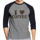 Camiseta Raglan I Love Coffee Manga 3/4 - Foca na Moda