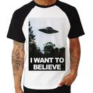 Camiseta Raglan I Want To Believe - Foca na Moda