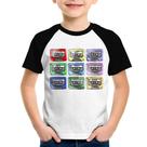 Camiseta Raglan Infantil 80's Cassette Tapes - Foca na Moda Camiseta Raglan Infantil 80's Cassette Tapes - Foca na Moda
