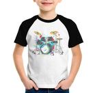 Camiseta Raglan Infantil Bateria Arte - Foca na Moda