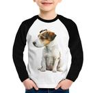 Camiseta Raglan Infantil Cachorro Jack Russell Terrier Manga Longa - Foca na Moda