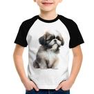 Camiseta Raglan Infantil Cachorro Shih Tzu Filhote - Foca na Moda