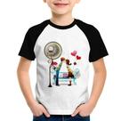 Camiseta Raglan Infantil Casal Namorados Beijando - Foca na Moda
