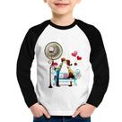 Camiseta Raglan Infantil Casal Namorados Beijando Manga Longa - Foca na Moda