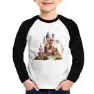 Camiseta Raglan Infantil Castelo de Fadas Manga Longa - Foca na Moda