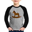 Camiseta Raglan Infantil Cavalinho De Pau Manga Longa - Foca na Moda